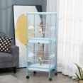 thumbnail image 2 of PawHut 2 In 1 Bird Cage Aviary with Wheels, Wood Perch, Light Blue, 2 of 9