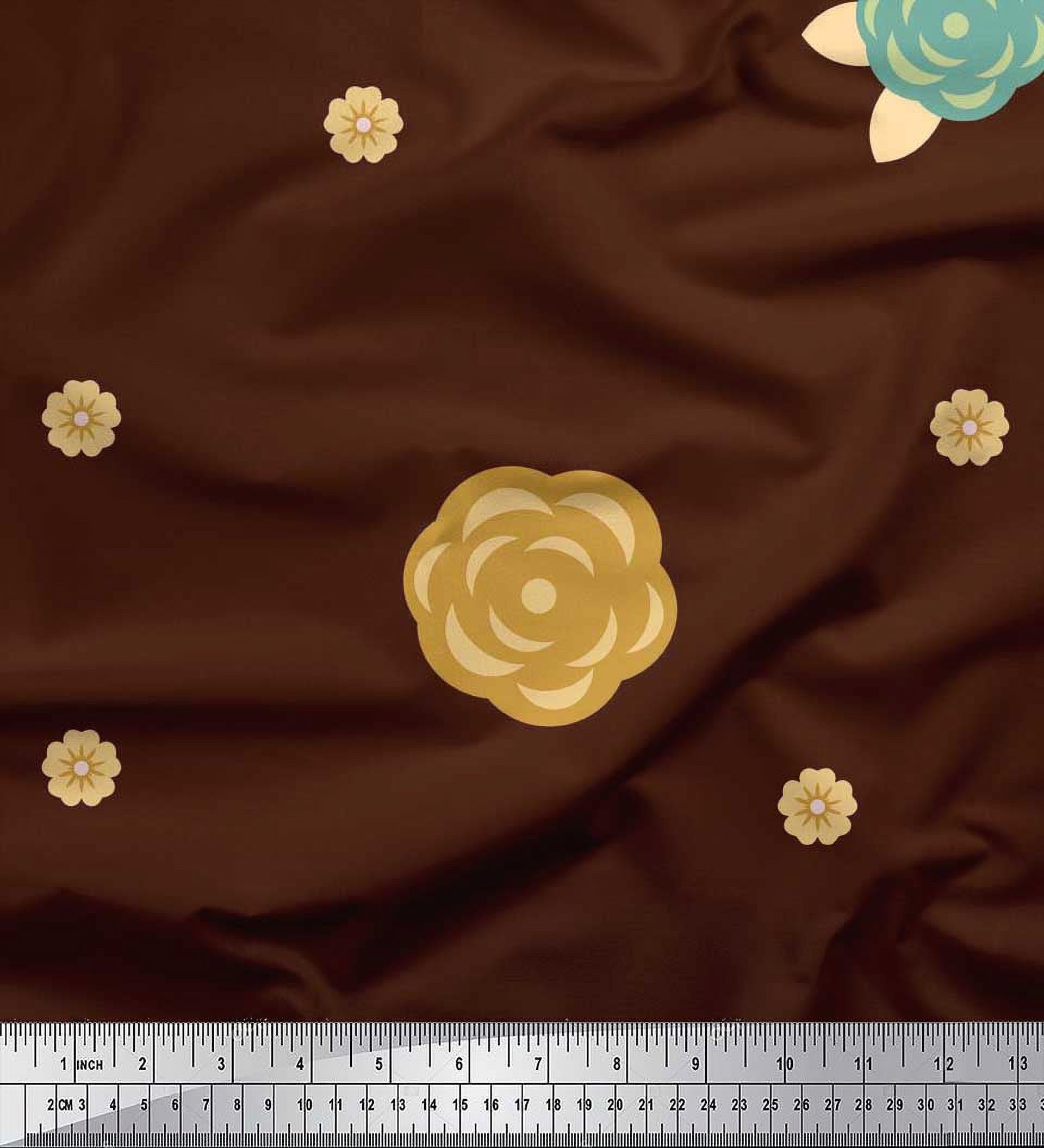 Soimoi Velvet Fabric Artistic Flower Print Fabric by the Yard 58 Inch Wide