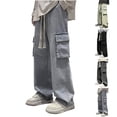 thumbnail image 1 of Styesk Men's Pants Men's Solid Color Pocket Workwear Pantscasual Straight Leg Pants, 1 of 5