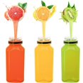 thumbnail image 4 of Czcpp-Bouteilles en Plastique avec Bouchons 12 Pcs Bouteilles de Jus Transparentes Réutilisables Couvercle Noir Bouteilles de Smoothie en Plastique Idéales pour Jus Lait Boissons Maison (8oz), 4 of 4