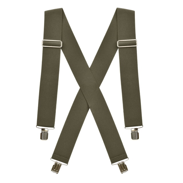 Hold'Em Suspenders for Men Heavy Duty utility Clips 2 Wide - Olive