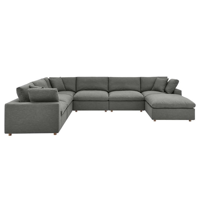 Modway Commix 7-Piece Down Filled Overstuffed Sectional Sofa in Gray