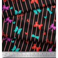 thumbnail image 3 of Soimoi Black Rayon Fabric Bow & Stripe Decor Fabric Printed Yard 56 Inch Wide, 3 of 5