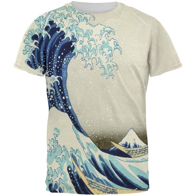 Great Wave Tsunami Japanese Painting All Over Mens T Shirt