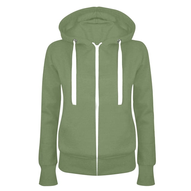 Yuyuzo Womens Sweatshirt Zip up Hooded Drawstring Long Sleeve Loose Casual Solid Color Fall Fleece Sweatshirts