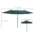 thumbnail image 3 of Outsunny Double-sided Patio Umbrella for Pool, Deck, Market, Dark Green, 3 of 10