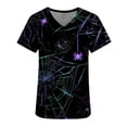 thumbnail image 5 of RKSTN Women Tops Short Sleeve V-neck Tops Working Uniform Halloween Printed with Pockets Blouse Scrub Tops, 5 of 5