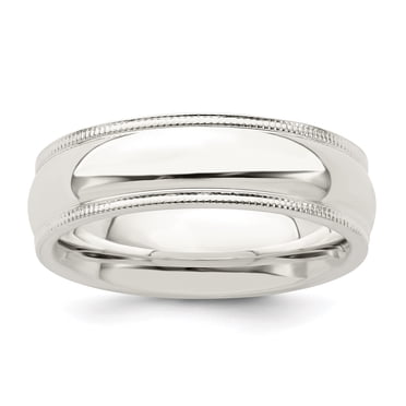 925 Sterling Silver 6mm Comfort Fit Milgrain Size 4.5 Band Ring