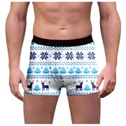 FhsagQ Underwear Men Underwear Pack Cotton Super Fit Men's Christmas Print Breathable Underwear Mens Underwear Boxers Briefs Cotton Super Fit Men Underwear with Pouch for Sex Light Blue XXXL