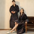 thumbnail image 2 of Winter couple flannel pajamas plus size comfortable bathrobe for warmth in winter, 2 of 5