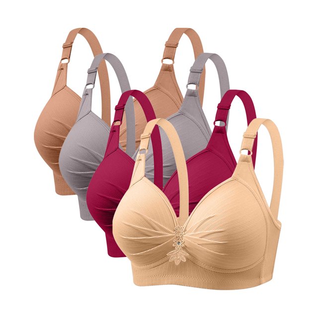 Yuyuzo Wireless Bras for Women 4 Pack Full Coverage Plus Size Liftup Support Push up Everyday Bras