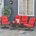 thumbnail image 2 of Outsunny Ensemble de Mobilier de Patio en Rotin 4 Pcs avec Coussins, Dessus de Table en Verre Rouge, 2 of 10