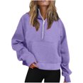thumbnail image 1 of Half Zip Sweatshirt Women Plus Size Fleece Cropped Hoodies Pullover Fall Winter Warm Tops, 1 of 6