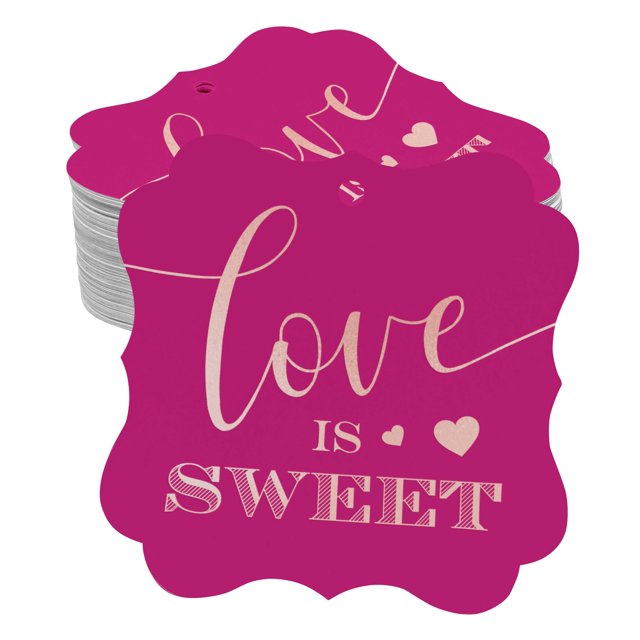 Inkdotpot Real Rose Gold Foil Love Is Sweet Wedding Tags Favor Bracket Shape Hang Pack Of 100 Paper Tags
