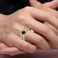 thumbnail image 2 of RYLOS Men's Rings 14K Yellow Gold Designer Starburst 7MM Round Gemstone &   Diamond Ring Cabochon Onyx October  Size 12, 2 of 7