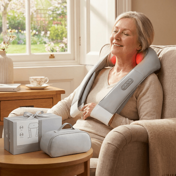 Naipo Shiatsu Neck & Back Massager with Adjustable Heat and Straps