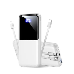 Banque de puissance du chargeur portable - 15,000mAh Chargeur de téléphone portable avec câble intégré 22.5W Charge rapide Powerbank Com