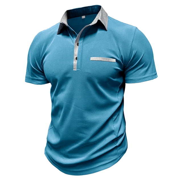 Pntutb T-Shirts pour Hommes Liquidation Hommes Décontracté Chic Manches Courtes Col Rabattu Chemise à Boutons Blouse