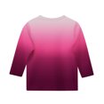 thumbnail image 4 of 2025 T-Shirts Décontractés à Manches 3/4 pour Filles, Col Rond, Hauts d'Été, Blouses d'Automne, Pull-Over, Rose Vif, 4 of 6