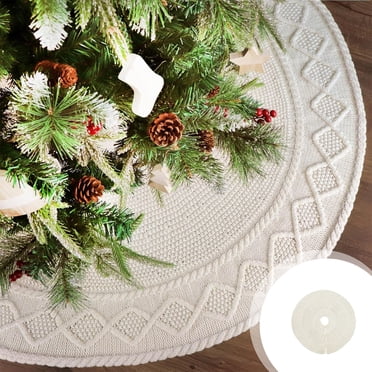 Tree Skirts - White Tree Skirt, Christmas Tree Skirt Tree Xmas Collar Christmas Decorations Tree Xmas Tree Ornaments for Mat for Decorations Holiday Party 24INCH