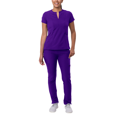 thumbnail image 1 of Adar Addition Go-Higher Scrub Set For Women - Notched V-Neck Scrub Top & Skinny Cargo Scrub Pants, 1 of 7