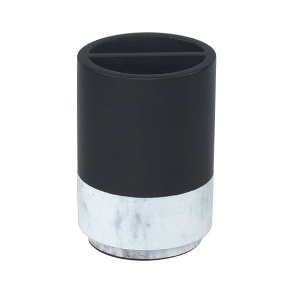 hometrends Black Toothbrush Holder with Faux Marble Trim