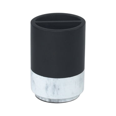 hometrends Black Toothbrush Holder with Faux Marble Trim