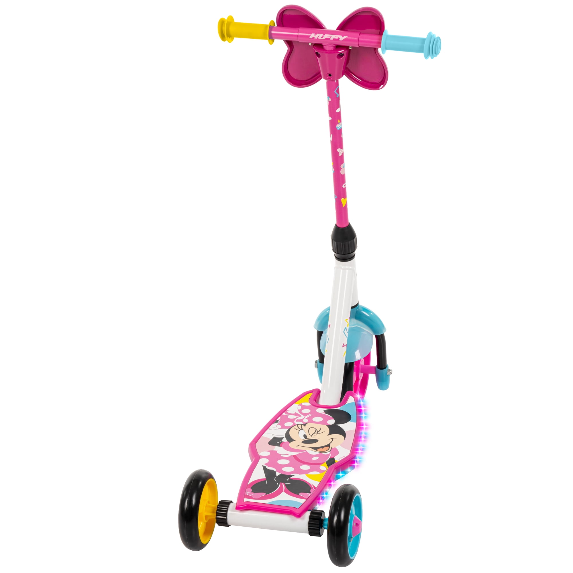 Trottinette Préscolaire a 3-Roues Minnie de Disney par Huffy avec lumières LED, Rose