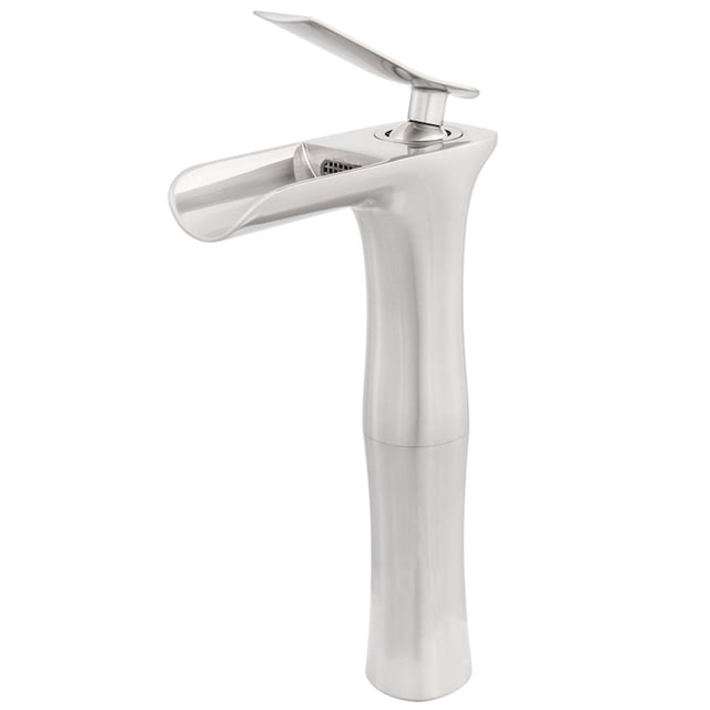 Novatto GF-365BN Victoria Single Lever Waterfall Vessel Faucet, Brushed Nickel