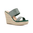 thumbnail image 1 of BLISSFUL STEP Platform Rhinestones Espadrille Wedge Sandals for Women Green (Size 5.5), 1 of 4