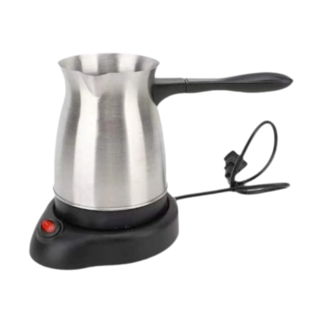 GROWTH TANK Cafetière Électrique pour Café Turc avec une Casserole en Acier Inoxydable de 600 ml et une Poignée Ergonomique Anti-Brûlure. Dotée d'Une base à Chauffage Rapide avec un Bouton d'Alimentation Rouge, Convient pour Préparer du Café Turc, du Thé Ou du Lait. Comprend un Cordon d'Alimentation Détachable et un design compact pour une Utilisation et un Rangement Faciles.