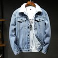 thumbnail image 1 of EGNMCR Vestes pour Hommes Hommes Décontracté Veste Unie Épaisse Plus Polaire Veste à Col Rabattu Manteau à Poches, 1 of 7