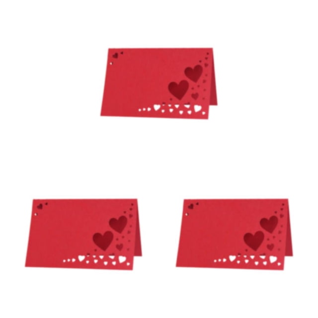 Redempat 1/2/3/5 50pcs Add Touch Of Sophistication With Heart Hollow Table Namecards Empty red 3PCS