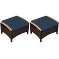 thumbnail image 1 of Outsunny Pouf Repose-Pieds d'Extérieur en Osier, 2 Pcs, Coussin Amovible, Bleu, 1 of 10