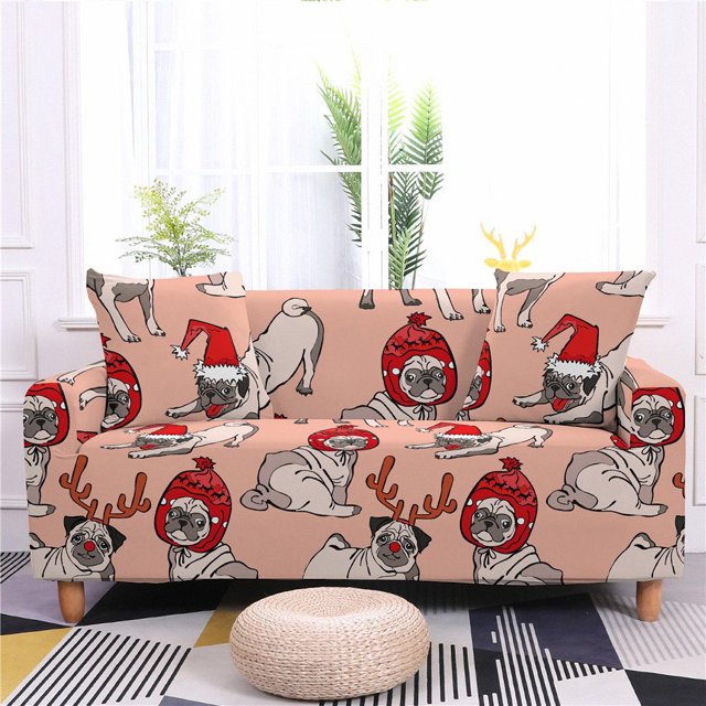 CHOK 2024 Christmas Printed Sofa Cover Reindeer Printed Elastic Couch Cover Machine Washable Christmas Theme Sofa Slipcover Sofa Slipcover for Living Room