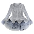 thumbnail image 4 of Splozh Robe d'Automne pour Filles Robe de Fête à Manches Longues de Printemps et d'Automne pour Filles Robe en Maille à Motif Gris, 5-6 Ans, 4 of 6