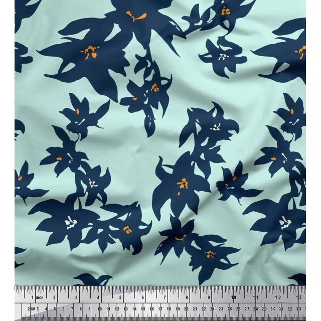 Soimoi Poly Georgette Fabric Artistic Floral Print Sewing Fabric Yard 42 Inch Wide