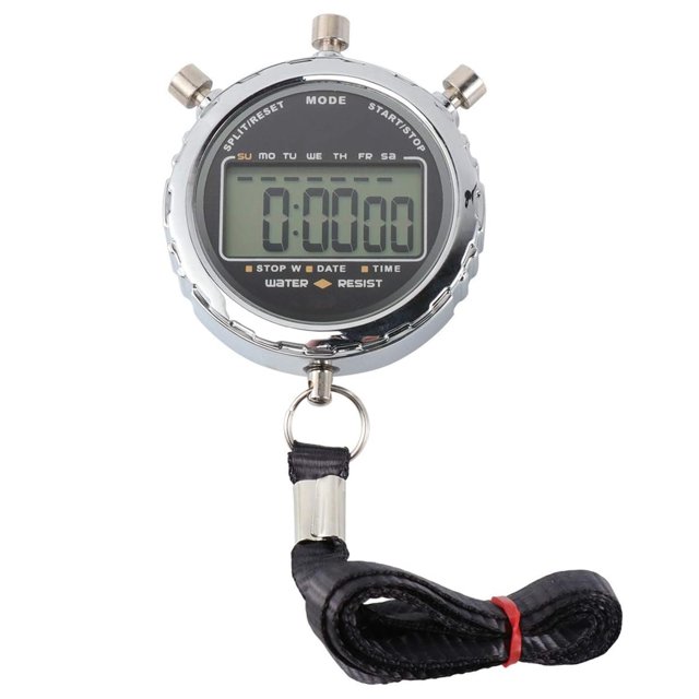 KAKOWELY 1PC Metal Electronic Stopwatch Waterproof Handheld LCD Chronograph Digital Timer,2.52X"X2.91"X0.63"