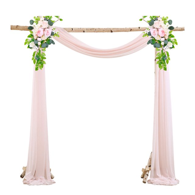 fastboy 2pcs/set Wedding Arch Drape Elegant Chiffon Fabric Draping Curtain For Courtyard Wedding For Wedding Light Pink