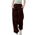 thumbnail image 4 of WENXIAOO Teen Girls Sweatpants Drawstring Sweatpants With Pockets Solid Pants Brown Sweatpants For Boys Kids Spring Fall Sweatpants Size 7-8 Years, 4 of 7