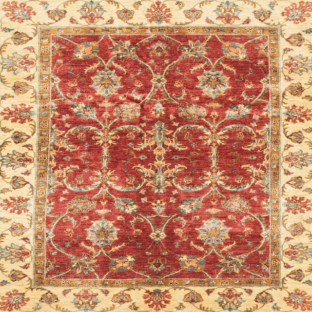 Ahgly Company Tapis d'Intérieur Carrés Abstraits Rouges Abstraits pour Aire, 6 Pieds Carré