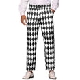 thumbnail image 1 of INSPIRE CHIC Pantalon Imprimé Argyle pour la Rentrée pour Homme Coupe Régulière devant Plat Pantalon Habillé 36 Noir Blanc, 1 of 5
