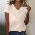 thumbnail image 2 of Besolor Summer Short Sleeve Shirts for Women Casual V Neck Solid Color Basic Tees Ladies Going out Tops, 2 of 3
