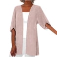 thumbnail image 1 of Penkiiy Cardigans pour Femmes Décontracté Court Manches 3/4 Cardigan en Lin Léger Ouvert Mince Automne Tendance Manteau m Rose, 1 of 6