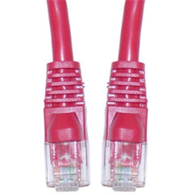 Cat6a Red Ethernet Patch Cable Snagless Molded Boot 500 MHz 2 foot
