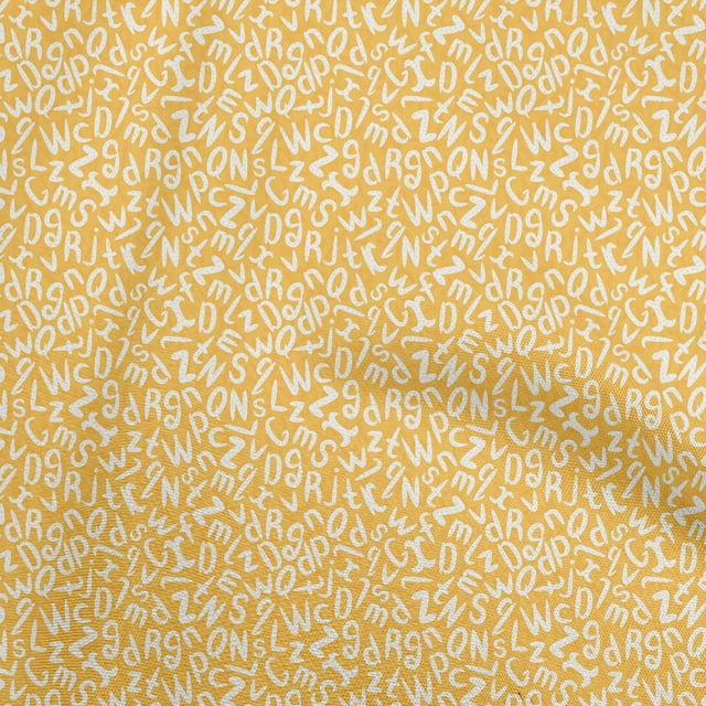 oneOone Popeline de Coton Tissu Jaune Alphabet Matériel de Robe Tissu Imprimé Tissu au Mètre 56 Pouces de Large