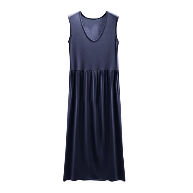 Tqcoqu Women's Round Neck Solid Color With Chest Cushion Loose And Comfortable Plus Size Home Skirt