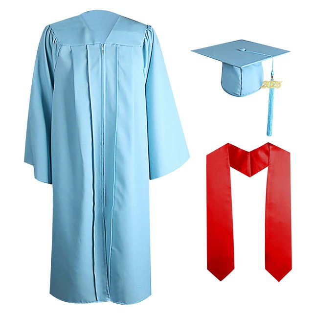 Ensemble Robe de Collation des Grades et Bonnet pour Adulte - Charme Année 2024, Robe en Polyester Unisexe avec Fermeture Éclair