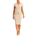 thumbnail image 1 of INSPIRE CHIC Ensemble Tailleur 2 Pcs pour Femme, Veste Blazer à Manches Courtes et Jupe Crayon, TP Abricot, 1 of 6