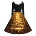 thumbnail image 3 of TIMIFIS Robes de Noël pour Femmes, Robes Maxi pour Femmes Robe Vintage de Vacances Manches Longues Col en V en Fourrure Robe Dos Nu, 3 of 3